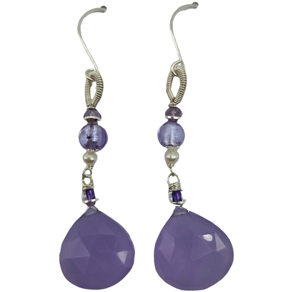 💎Elegant Purple Drop Earrings NWOT - Picture 2 of 7